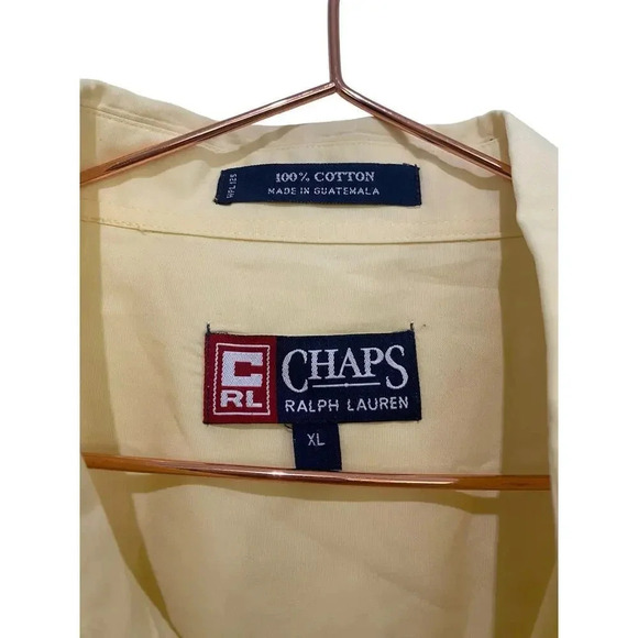 Chaps Ralph Lauren Yellow Short Sleeve Button Down Shirt Size XL - Picture 4 of 5